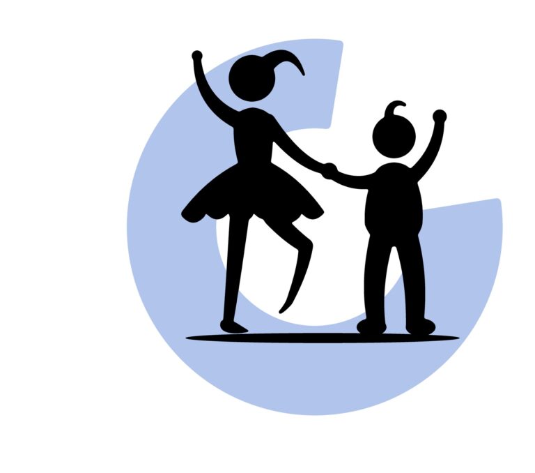 Icoon peuters en kleuters: twee dansende kinderen hand in hand